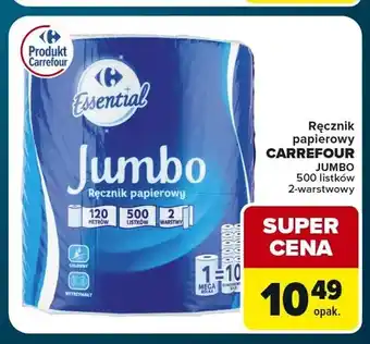 Ręcznik papierowy Jumbo 500 listków 2-warstwowy Carrefour