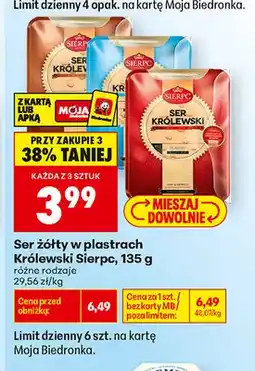 Biedronka Ser żółty w plastrach Królewski Sierpc oferta