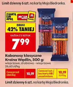 Biedronka Kabanosy klasyczne drobiowo-wieprzowe Kraina Wędlin oferta