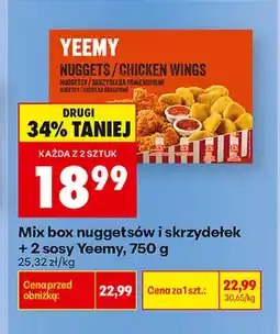 Biedronka Mix box nuggetsów i skrzydełek + 2 sosy Yeemy oferta