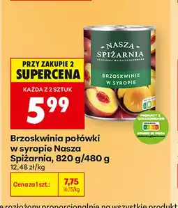 Biedronka Brzoskwinia połówki w syropie Nasza Spiżarnia oferta