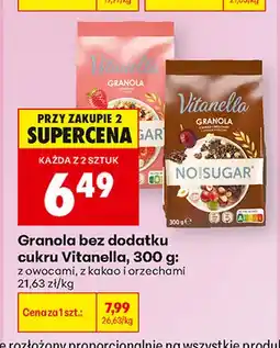 Biedronka Granola bez dodatku cukru z kakao i orzechami Vitanella oferta