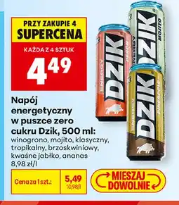 Biedronka Napój energetyczny w puszce zero cukru Dzik winogrono oferta