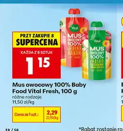 Biedronka Mus owocowy 100% Baby Food jabłko banan Vital Fresh oferta
