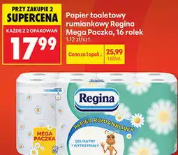 Biedronka Papier toaletowy rumiankowy Regina Mega Paczka, 16 rolek oferta