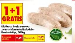 Biedronka Kiełbasa biała surowa z czosnkiem niedźwiedzim Kraina Mięs oferta