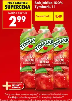 Biedronka Sok jabłko 100% Tymbark oferta
