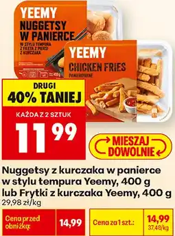 Biedronka Nuggetsy z kurczaka w panierce w stylu tempura Yeemy, 400 g lub Frytki z kurczaka Yeemy oferta