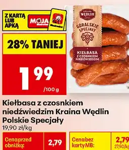 Biedronka Kiełbasa z czosnkiem niedźwiedzim Kraina Wędlin Polskie Specjały oferta