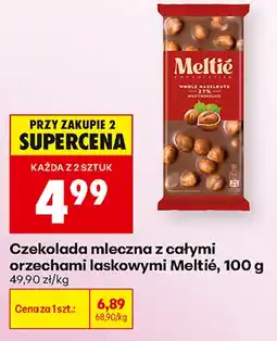 Biedronka Czekolada mleczna z całymi orzechami laskowymi Meltié oferta