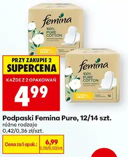 Biedronka Podpaski Femina Pure, 12/14 szt oferta
