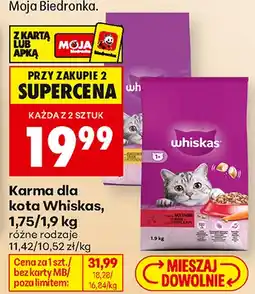 Biedronka Karma dla kota Whiskas, 1,75/1 oferta