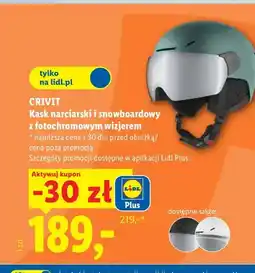 Lidl Kask narciarski i snowboardowy z fotochromowym wizjerem Crivit oferta