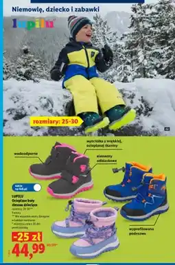 Lidl Ocieplane buty zimowe dziecięce Lupilu oferta