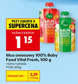 Biedronka Mus owocowy 100% Baby Food Vital Fresh oferta