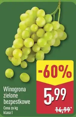 ALDI Winogrona zielone bezpestkowe oferta