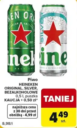 Carrefour Market Piwo Heineken Original, Silver, Bezalkoholowe oferta