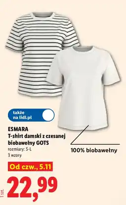 Lidl T-shirt damski z czesanej biobawełny GOTS oferta