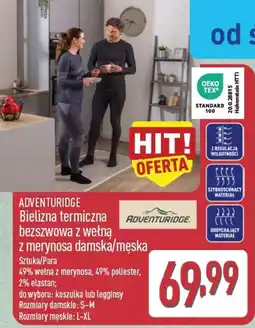 ALDI Bielizna termiczna bezszwowa z wełną z merynosa damska/męska Adventuridge oferta