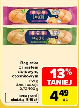 Carrefour Bagietka z masłem ziołowym, czosnkowym oferta