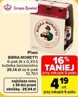 Carrefour Piwo Birra Moretti oferta