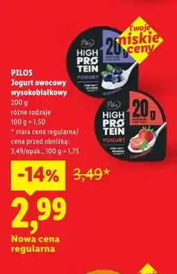 Lidl Jogurt owocowy wysokobiałkowy Pilos High Protein borówka oferta