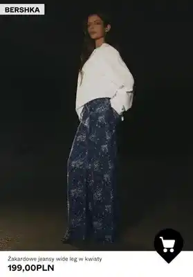 Żakardowe jeansy wide leg w kwiaty Bershka
