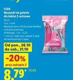 Lidl Maszynki do golenia dla kobiet 2-ostrzowe Cien 20-pak oferta