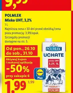 Lidl Mleko UHT Polmlek Uchate 3,2% oferta