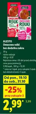 Lidl Owocowe rolki bez dodatku cukru jabłko-truskawka Alesto oferta