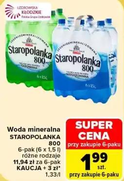 Carrefour Woda mineralna Staropolska 800 oferta