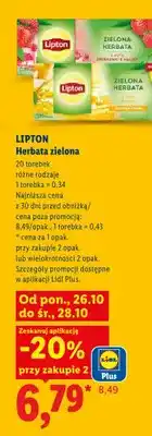 Lidl Herbata zielona Lipton z nutą pigwy oferta