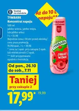 Lidl Koncentrat napoju jabłko-arbuz Tymbark oferta