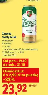 Lidl Piwo Žatecký Světlý Ležák 8-pak oferta
