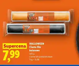 Lidl Ciasto filo kolorowe pomarańczowe Halloween oferta