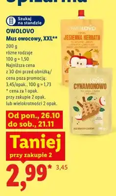 Lidl Mus owocowy XXL Cynamonowo Owolovo oferta
