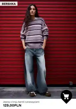 Bershka Jeansy o kroju barrel z przeszyciami Bershka oferta