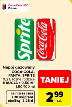 Carrefour Napój gazowany COCA-COLA, FANTA, SPRITE oferta