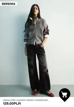Bershka Jeansy wide z wysokim stanem i przetarciami Bershka oferta