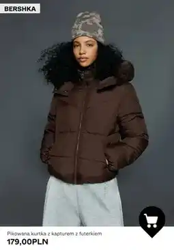 Bershka Pikowana kurtka z kapturem z futerkiem Bershka oferta