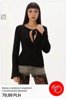 Cropp Bluzka z ozdobnym wiązaniem i rozszerzanymi rękawami Cropp oferta