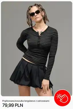 Cropp Prążkowana koszulka longsleeve z zatrzaskami Cropp oferta
