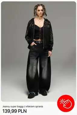 Cropp Jeansy super baggy z efektem sprania Cropp oferta