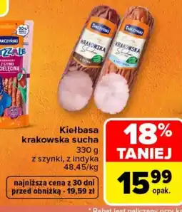 Carrefour Kiełbasa Krakowska Sucha Tarczyński oferta