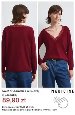 Medicine Sweter damski z wiskozą z koronką Medicine oferta