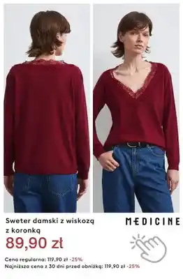 Sweter damski z wiskozą z koronką Medicine