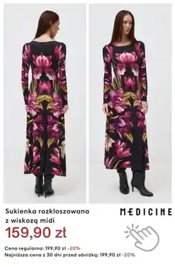 Medicine Sukienka rozkloszowana z wiskozą midi Medicine oferta