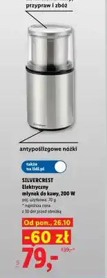 Lidl Elektryczny młynek do kawy Silvercrest 200W oferta