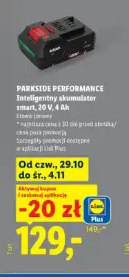 Lidl Inteligentny akumulator smart 20V 4Ah litowo-jonowy Parkside Performance oferta