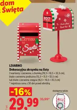 Lidl Dekoracyjna skrzynka na listy czerwona z choinką 19,3x10,5x32,3 cm Livarno oferta